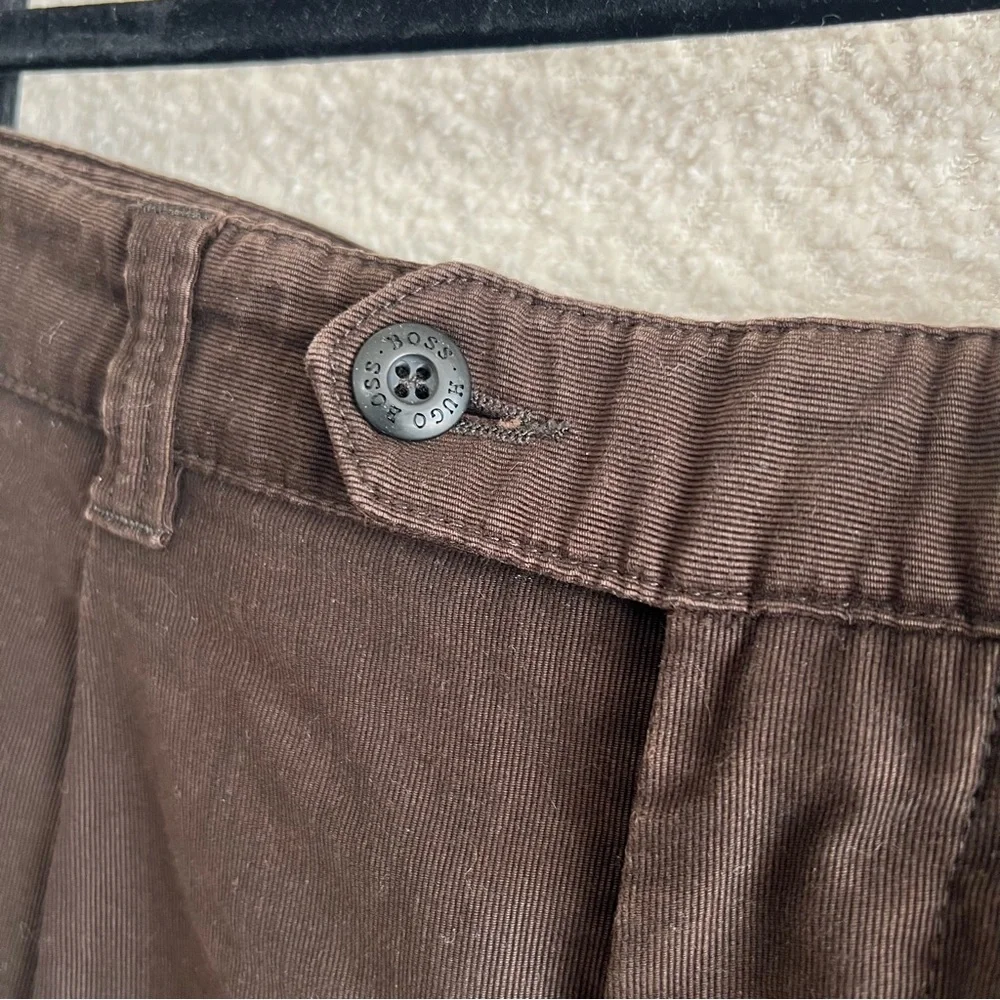 Hugo Boss Men’s Corduroy Cotton Brown Trousers‎ Mitchel Pleated Pants Size 34R